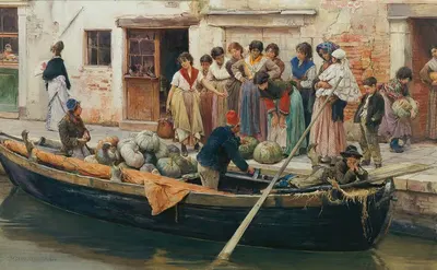 Продавец тыкв в Чиоджии by Людвиг Иоганн Пассини, 1876 — digital art print download