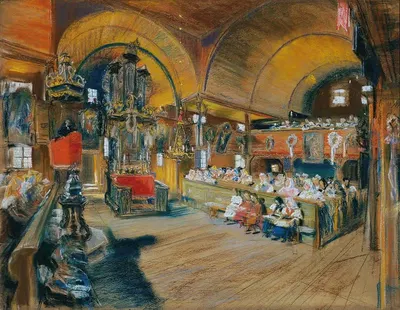 Inneres einer Dorfkirche by Ludwig Michalek, 1900 — digital art print download
