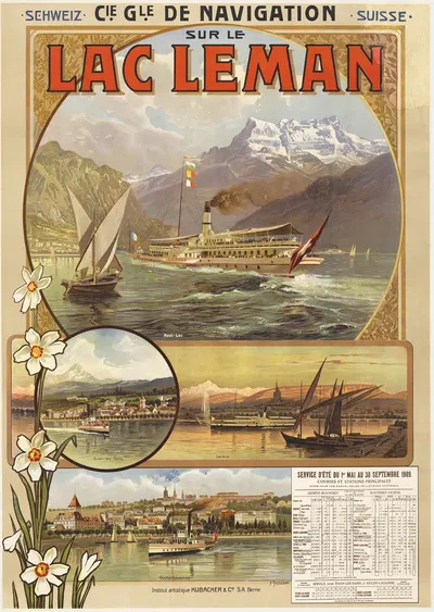 Cie. Gle. de Navigation sur le Lac Léman by Anton Reckziegel, 1909 — digital art print download
