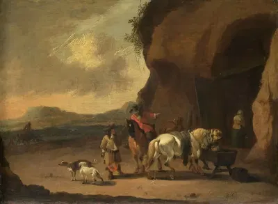 Всадники, остановившиеся на горном перевале by Питер Бут, c. 1670 — digital art print download