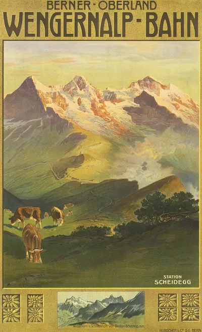Wengernalp-Bahn. Berner Oberland. Station Scheidegg by Anton Reckziegel, 1910 — digital art print download
