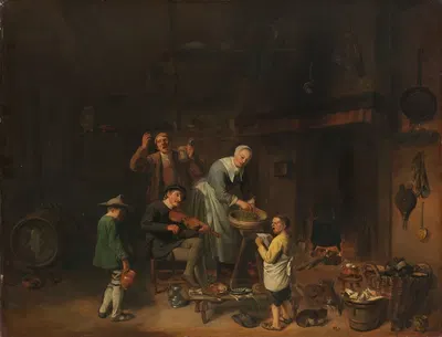 Крестьянская семья, поющая by Питер Дуйфхуйзен, 1640 - 1677 — digital art print download