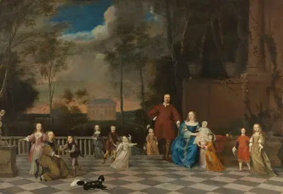 The Amsterdam Merchant Jeremias van Collen (1619-1707) with his Wife and their Twelve Children by Pieter van Anraedt,…