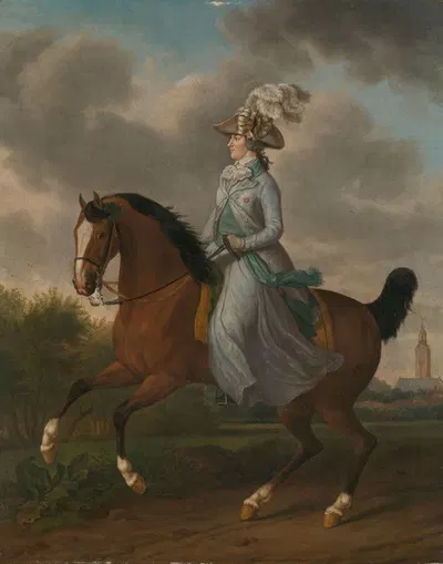 Frederika Sophia Wilhelmina of Pruissia (1751-1820), Equestrian portrait of the Wife of Prince Willem V by Tethart Philip…