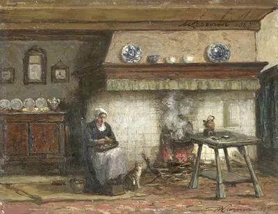 Interior of a Cottage in Scheveningen by Willem Adriaan Alexander Liernur, 1887 — digital art print download