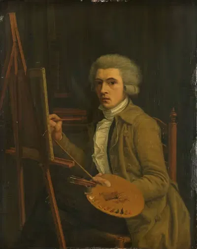 Portrait of a Painter, probably the Artist himself by Willem Uppink, 1788 — digital art print download