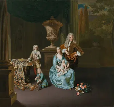 Дидерик барон ван Лейден ван Флаардинген (1695-1764). Бургомистр Лейдена с женой Софией Диной де Ровере и их сыновьями…