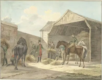 Раздача сена гвардейцам почета, 1813 by Авраам Винкелес, 1815 — digital art print download