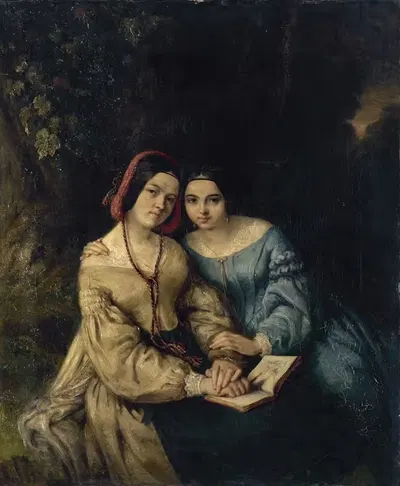 Портреты Элоизы и Анаис Колин, сделанные ими самими by Адель-Анаис Колен, 1836 — digital art print download