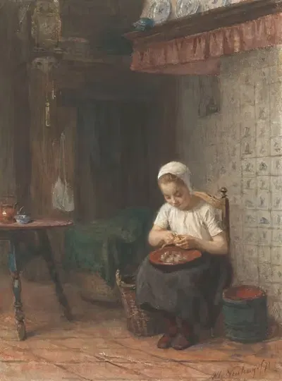 Het aardappelschilstertje by Albert Neuhuys, 1873 — digital art print download
