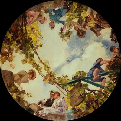 Виноградные сборы в Бургундии by Альбер Пьер-Рене Маньян, 1900 — digital art print download