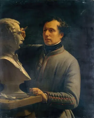 Жан-Пьер Дантан (1800-1869), скульптор, лепящий бюст Периньона by Алексис-Жозеф Периньон, 1800-1869 — digital art print…