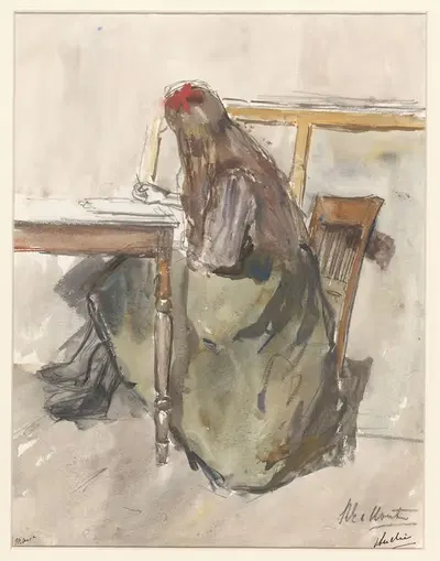 Этюд девушки, сидящей за столом by Барбара Элизабет ван Хаутен, 1872 - 1950 — digital art print download