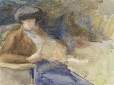 Сидящая читающая женщина by Брамине Хубрехт, 1865 - 1913 — digital art print download