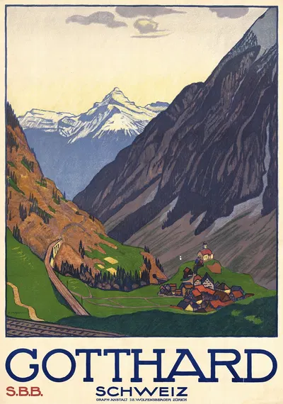 Gotthard Schweiz by Эмиль Кардина, 1914 — digital art print download