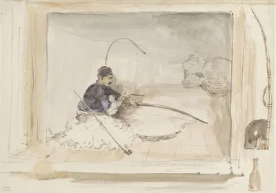 Zittende katoenwerker by Денис Огюст Мари Раффе, 1837 — digital art print download