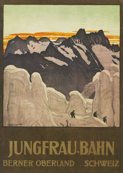 Jungfrau-Bahn, Berner Oberland, Schweiz by Эмиль Кардина, 1910 — digital art print download