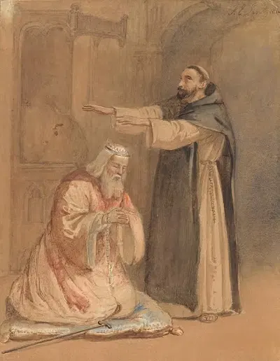 Благословение короля монахом by Фердинанд Эрнст Линц, 1860 — digital art print download