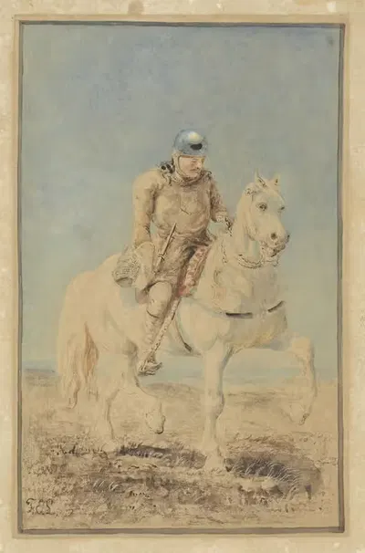 Рыцарь на скакуне by Фердинанд Эрнст Линц, 1843 - 1909 — digital art print download