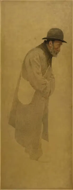 Кусок хлеба; старик в цилиндре, с сумкой через плечо by Фернан Пелез, 1904 — digital art print download