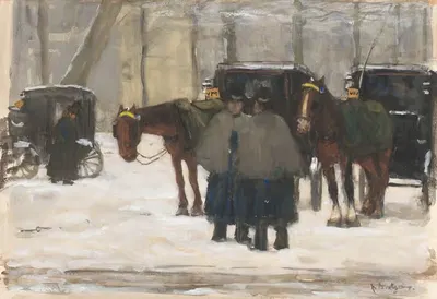 Коляски и кучеры в снегу by Флорис Арнтцениус, 1874 - 1925 — digital art print download