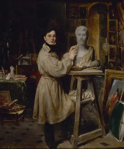 Жан-Пьер Дантан (1800-1869) в своей мастерской, лепящий бюст Леполя by Франсуа-Габриэль-Гийом Леполь, 1800-1869 — digital…
