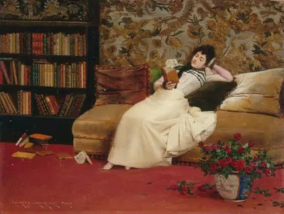La Lecture by Georges Croegaert, 1890 — digital art print download
