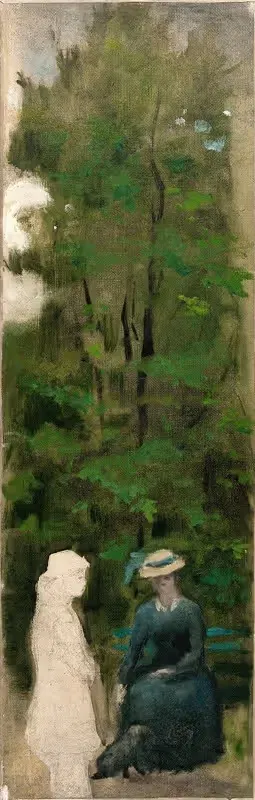 Deux figures de femmes (dont une inachevée) au pied d'un arbre by Henri Cros — digital art print download