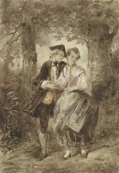 Влюбленная пара в лесу by Герман Фредерик Карел Тен Кейт, 1832 - 1891 — digital art print download