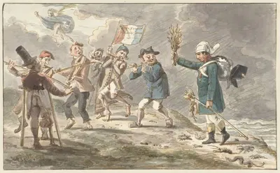 Карикатура на возвращение Наполеона I Бонапарта из России by Якоб Смиес, 1812 - 1814 — digital art print download