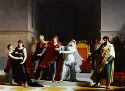Последняя сцена трагедии "Родогун" в Театре Франсез by Жак Огюст Пажу, 1810 — digital art print download