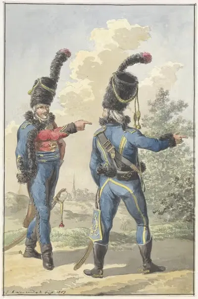Два стоящих военных by Ян Антоний Лангендайк, 1807 — digital art print download