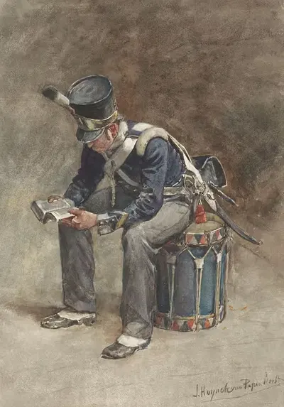 Сидящий читающий тамбуринер пехоты by Ян Хойнк ван Папендрехт, 1868 - 1933 — digital art print download