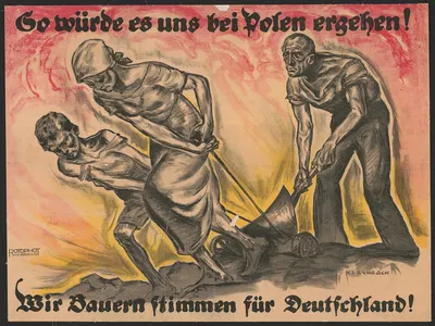 So würde es uns bei Polen ergehen! Wir Bauern stimmen für Deutschland! by Fritz Gottfried Kirchbach, 1920 — digital art…