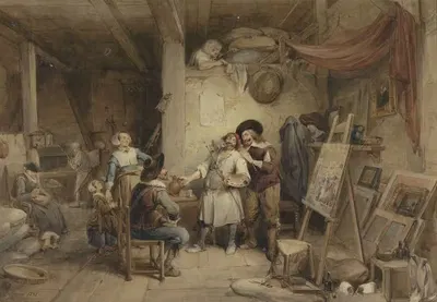 Адриан Брауэр с его учеником Я. ван Крейсбеком by Жан-Батист Маду, 1838 — digital art print download