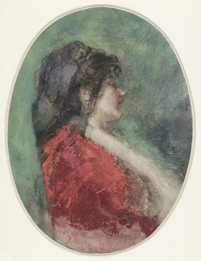 Портрет молодой женщины в профиль by Мозэ Бьянки, 1855 - 1904 — digital art print download