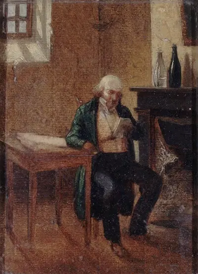 Портрет Пьера-Жана Беренжера (1780-1857), в его камере в Сент-Пеладжи by Филипп-Огюст Жанрон, 1780-1857 — digital art print…