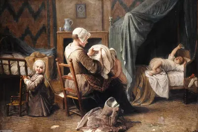 Une chambre où une servante habille des enfants by Pierre Louis Dumesnil the Younger, 1750 — digital art print download