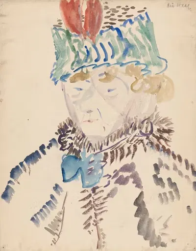 Vrouw in bontkraag en muts by Wilhelmus Johannes Steenhoff, 1873 - 1932 — digital art print download