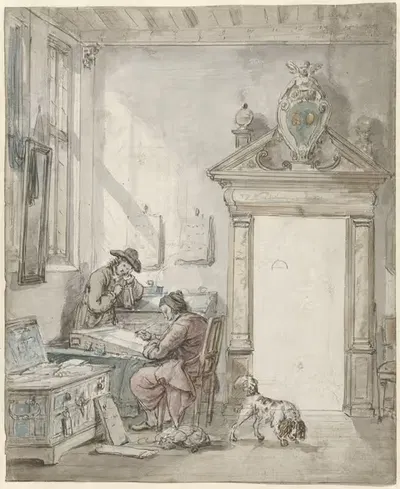 Интерьер с пишущим мужчиной за письменным столом by Абрахам Ван Стрий, 1763 - 1826 — digital art print download