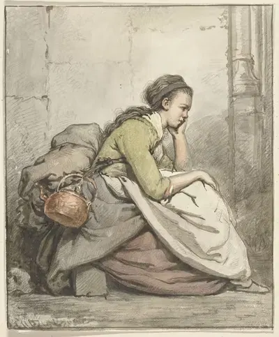 Сидящая женщина с медным котлом by Абрахам Ван Стрий, 1763 - 1826 — digital art print download