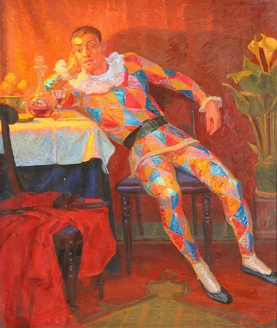 Интерьер с Арлекином by Карл Матхорн — digital art print download