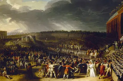 Праздник Федерации, 14 июля 1790 года, на Шамп-де-Марс, ныне 7-й округ. by Шарль Тевенен, 1792 — digital art print download