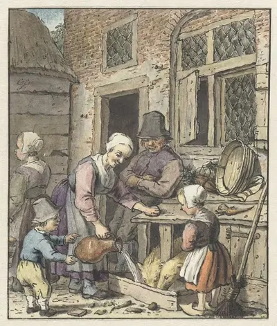 Крестьяне, кормящие свиней by Кристина Шалон, 1758 - 1808 — digital art print download