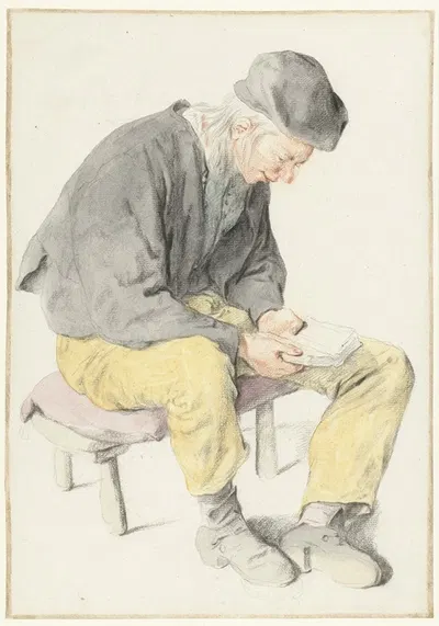 Сидящий мужчина читает, смотря вправо by Корнелис Дюсарт, 1690 - 1700 — digital art print download