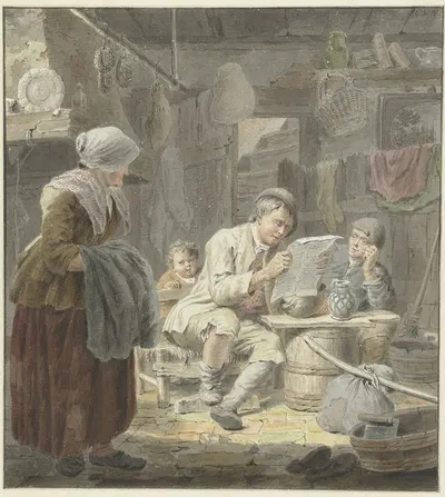 De krantlezer by Cornelis van Noorde, 1741 - 1795 — digital art print download