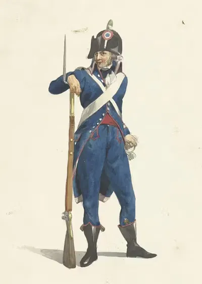 Member of the Rotterdam armed citizen force with a rifle by Dirk Langendijk, 1758 - 1805 — digital art print download