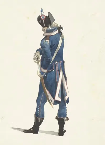 Militair die zijn sabel trekt by Dirk Langendijk, 1758 - 1805 — digital art print download