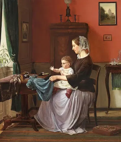 Interiør fra et borgerhjem, 1861 by Edvard Bentzen — digital art print download