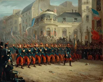 Парад на бульваре Итальянцев, войск Крымской армии, 29 декабря 1855 by Эммануэль Огюст Массе, 1855 — digital art print…